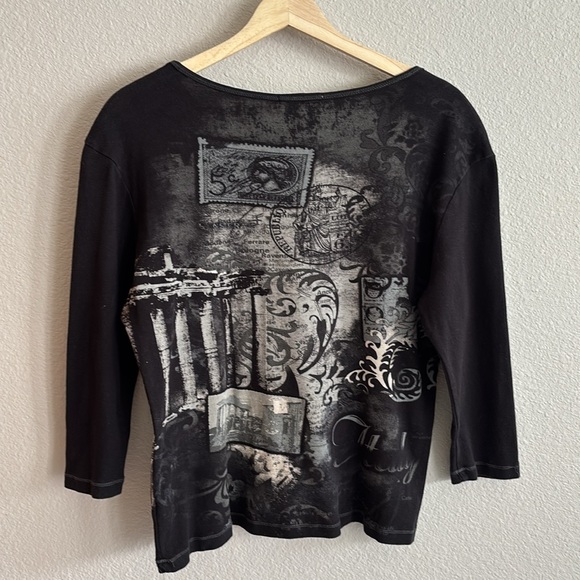 Vintage Y2K Blue Canyon Italy Graphic Embellished T-shirt Top Women’s Size L - Picture 2 of 14